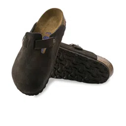 Birkenstock Unisex Brown Boston Suede Leather Regular Width Clogs image 2