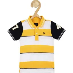 Allen Solly Junior White & Yellow Cotton Striped Polo T-Shirt-picture-24