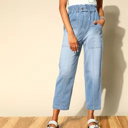 plusS Women Stunning Blue Straight Fit Stretchable Jeans-image-3