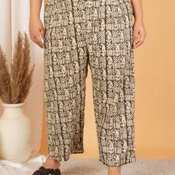 Indietoga Paisley Printed Pure Cotton Plus Size Straight Lounge Pants-picture-20