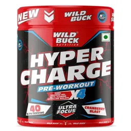 WILD BUCK Wild Pre-X4 Hardcore Pre-Workout Supplement with Creatine Monohydrate, Arginine AAKG, Beta-Alanine, Explosive Muscle Pump, Caffeinated Punch -For Men & Women [40 Servings, Cranberry Blast] + Wild Buck Hyper Bulk Gain Mass & Weight Gainer Capsule for Fast Weight & Muscle Gain - 90 Capsules image 2