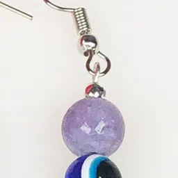 Zhupuk Silver-Plated Crystals Studded Spherical Shaped Evil Eye Drop Earrings image 2