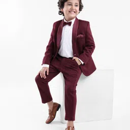 Babyhug Woven Full Sleeves Party Suit With Bow - Purple-picture-13