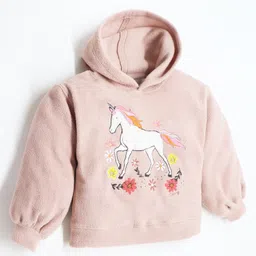 Cherry Crumble By Nitt Hyman Full Sleeves Unicorm & Flower Patch Detailed Hoodie -Peach-picture-18