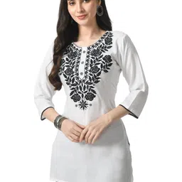 LIBOZA Women White Cotton Kurtas-image-67
