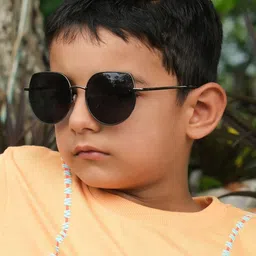 DukieKooky Unisex Kids Black Lens & Black Oversized Sunglasses with image 2