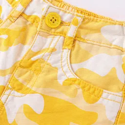 Babyhug Twill Woven Mid Thigh Length With Stretch Shorts Camouflage Print - Yellow image 3