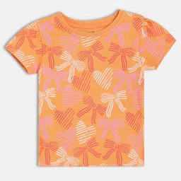 MINI KLUB Cotton Knit Pack Of 2 Half Sleeves Bee Kind Text & Ribbons Printed Tees - Multi Colour image 4