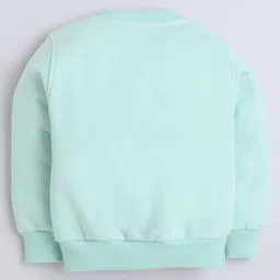 Knitting Doodles Fleece Woven Full Sleeves Hearts Printed Winter Sweatshirt With Jogger Set - Sea Green image 4