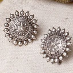 Teejh Monika Silver Oxidized Stud Earrings-picture-43