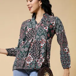 Istyle Can Women Floral V-Neck Cotton Top-picture-32