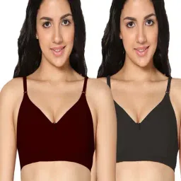 IN CARE Maroon & Black Cotton T-Shirt Bras - Pack Of 2-image-38