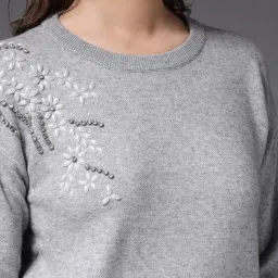 Mafadeny Grey Regular Fit Pullover image 5