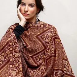 Libas Maroon Floral Print Shawl image 4