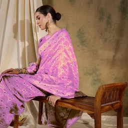 Desi Fusion Woven Design Embroidered Silk Handloom Saree image 5