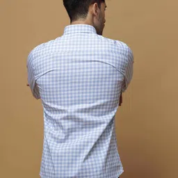 Foomer Men Standard Fit Checked Spread Collar Cotton Casual Shirt image 3