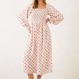 DOROTHY PERKINS Floral Print Smocked A-Line Midi Dress image 1
