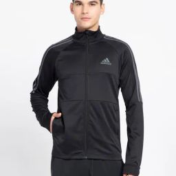 Adidas Black Slim Fit Striped Sports Jackets-picture-7