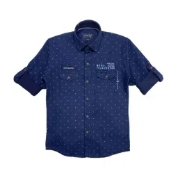 Cavio Kids Navy Printed Full Sleeves Shirt-picture-10