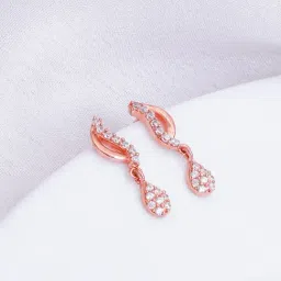 GIVA 92.5 Sterling Silver Rose Gold Wavecrest Drop Earrings-picture-35