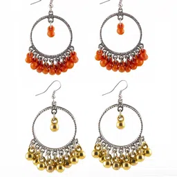 creative frogs Combo Silver Oxidize Orange & Golden Earrings for Girls-picture-31