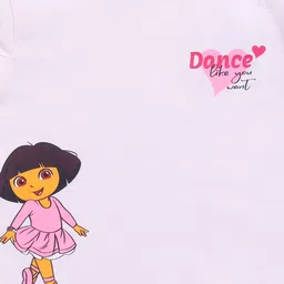 Happy Faces Kids Girls Dora Printed Flutter Sleeve Pure Cotton Top image 3