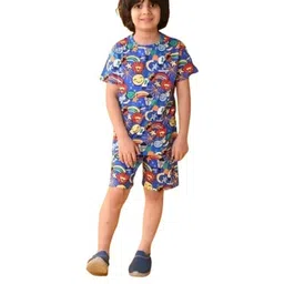 ZIKIGO Unisex Kids Blue Printed T-shirt with Shorts-picture-18