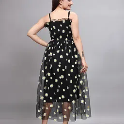 CORSICA Women Floral Printed Shoulder Straps Smocked Cotton Fit & Flare Dress image 5