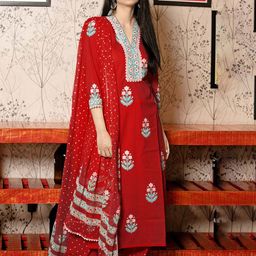 GoSriKi Women Floral Printed Regular Kurta with Palazzos & With Dupatta-picture-28