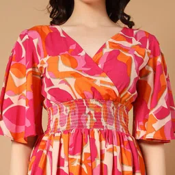 Jash Creation Floral Print Bell Sleeve Applique Crepe Fit & Flare Maxi Dress image 4