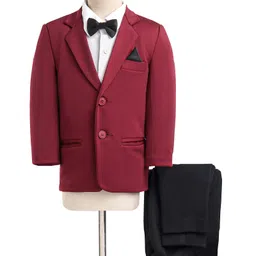 Babyhug Full Sleeves 4 Pieces Stretch Fit  Party Wear Suit Solid Colour - Red-image-57
