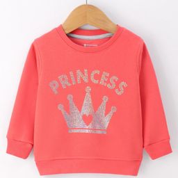 Bodycare Fleece Knit Full Sleeves Sweatshirt with Sequin Print - Coral-picture-41