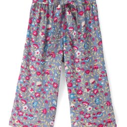 CrayonFlakes Floral Printed Belted Palazzo - Grey-picture-26
