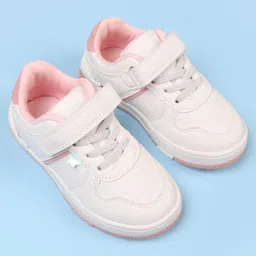 Babyoye Solid Color Casual Shoes with Velcro Closure & Lace Detailing - Pink-picture-32