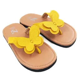 The Madras Trunk Butterfly Applique Detailed Flip Flops - Tan & Yellow image 3