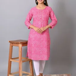 GIANNA Lahariya Printed Notch Neck Gotta Patti Pure Cotton Straight Kurta-picture-23