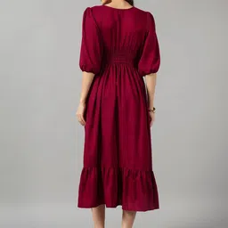 Jash Creation Women Magenta Crepe Solid Anarkali Kurtas image 3