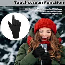LOOM LEGACY Women Solid Acrylic Snow-Proof Touch Screen Soft Winter Gloves image 5