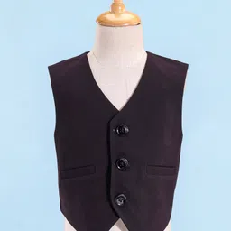 Robo Fry Woven Full Sleeves Four Piece Solid Colour Party Suits With Bow -Maroon image 4