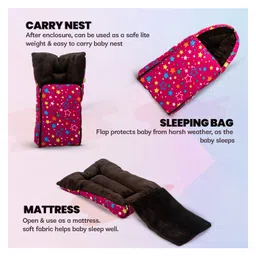 Baybee 3 in 1 Cotton Bed Cum Carry Bed Portable Sleeping Bag Infant Bassinet Nest for Co Sleeping Baby Bedding for New Born - Dark Brown image 4