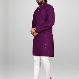 Alankrit Men Purple Kurtas image 2