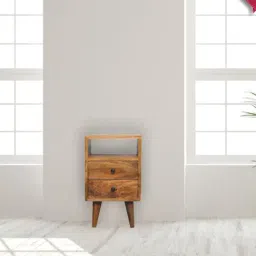 Artisan Furniture Brown Wood Mini Classic Oakish Bedside Table with Open Slot-image-67