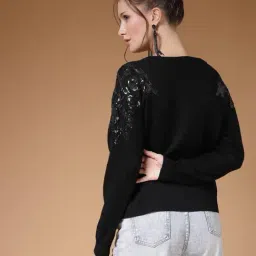 Mafadeny Black Regular Fit Sweater image 2