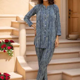 all about you Printed Mandarin Collar Neck Shirt With Trousers Co-Ords-picture-32