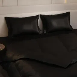 Stoa Paris Black Polyester 300 TC Double Bedsheet with 2 Pillow Covers image 5