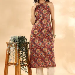 Anouk Floral Printed Halter Neck Cotton Straight Kurta-image-17