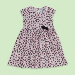 Pantaloons Junior Pink & Black Cotton Printed Dress-picture-8