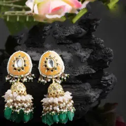 Dugran By Dugristyle Orange & Green Jhumki Earrings for Women-picture-36