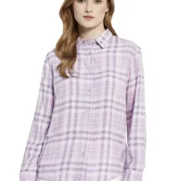 METTLE Lilac Cotton Chequered Shirt-picture-27