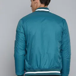 Mast & Harbour Men Teal Green Solid Bomber Jacket image 4